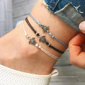 Fußkettchen für Frauen Silber Schildkröte Tier Charm Fußkettchen Wachsschnur Armband Silber Fußkettchen Fußschmuck